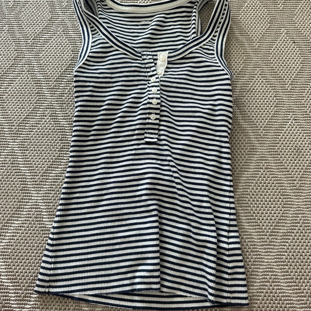Aerie Black and White Striped Tank Top